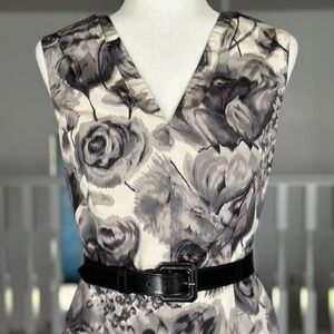 Dior Monochrome Floral Dress with Belt